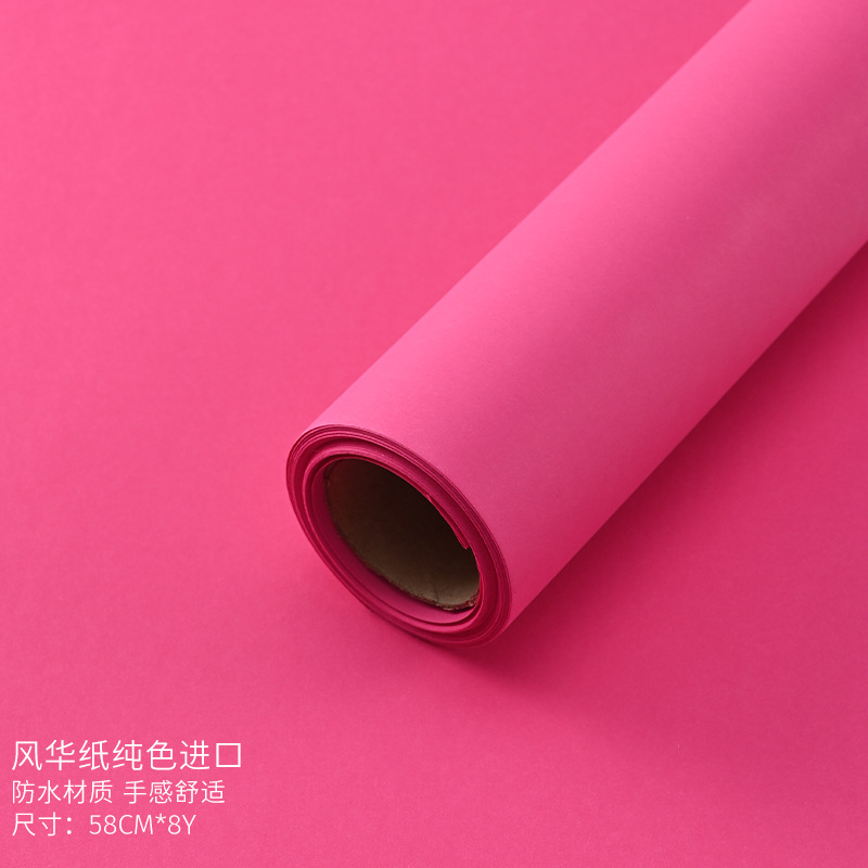 Materiales de embalaje de flores, venta al por mayor, materiales para tienda de flores, papel de regalo floral de color sólido, papel de regalo para ramo de papel Fenghua impermeable image 69