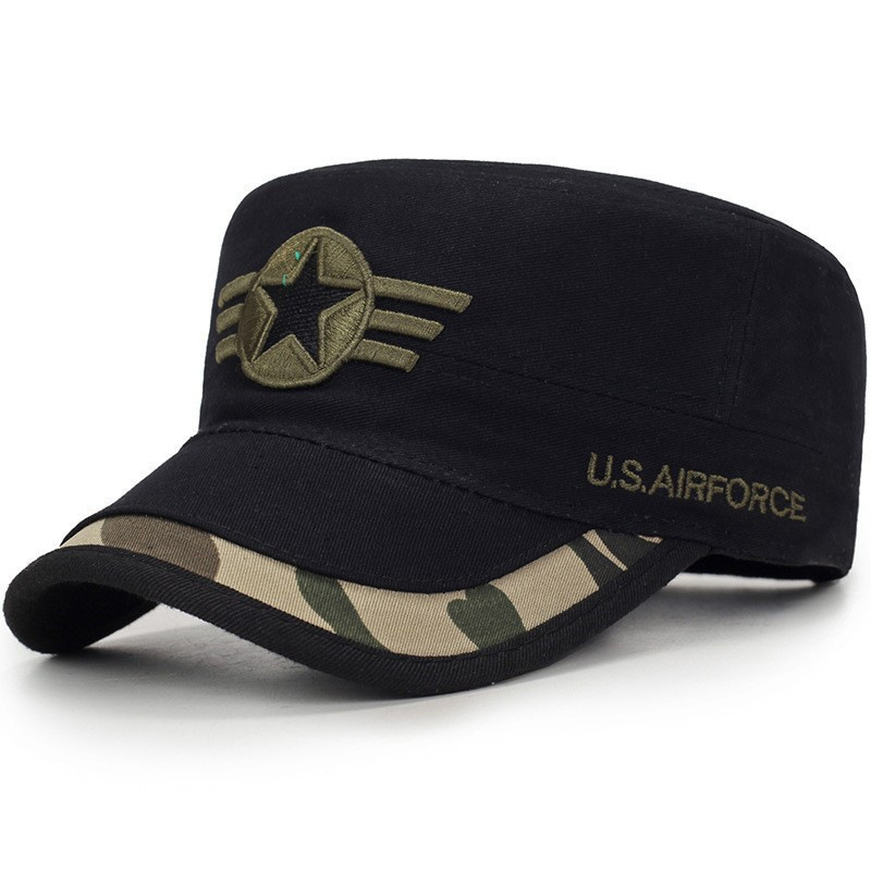 Hats for Men, Camouflage Military Hats, Middle-Aged and Elderly Casual Sun Protection Flat-Top Hats, Men's Outdoor Sunshade Peaked Hats Wholesale