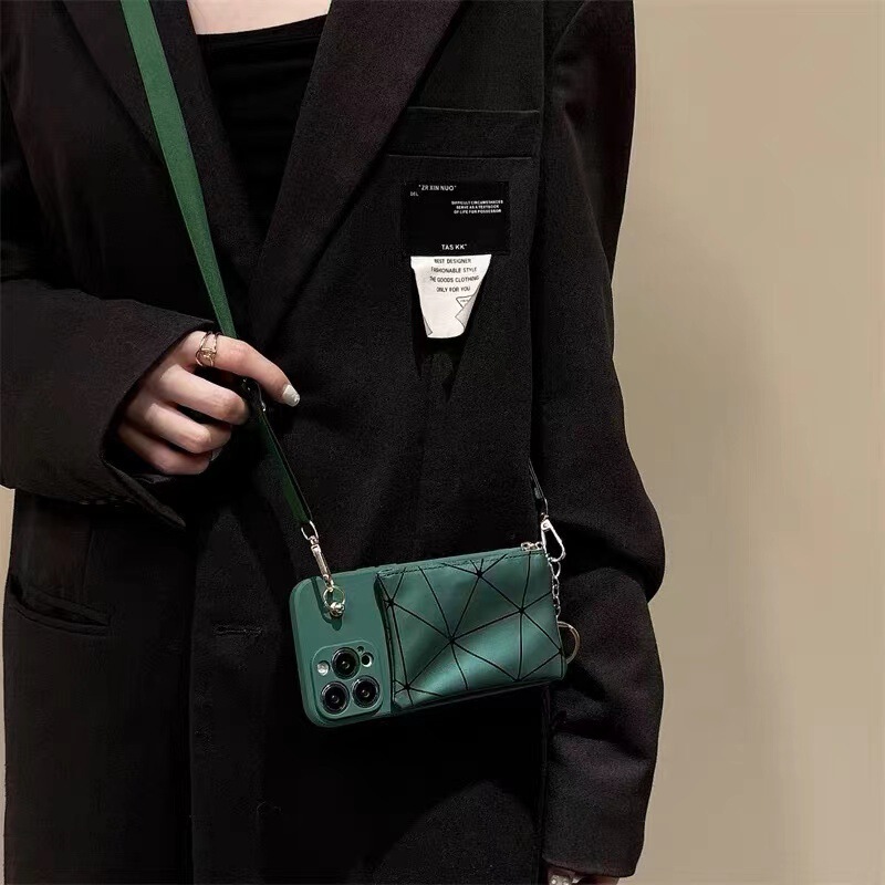 Line rhombus coin purse 15promax mobile phone case for Apple 16plus can be slanted card 11 protective cover Line rhombus coin purse 15promax mobile phone case for Apple 16plus can be slanted card 11 protective cover