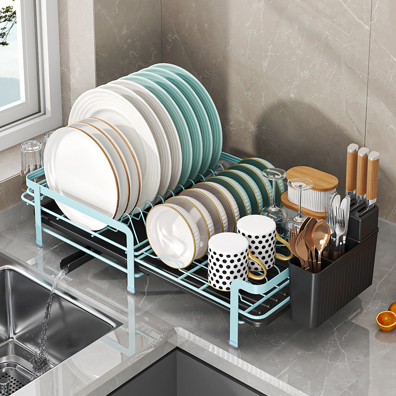 Estante de cocina para platos Estante de drenaje para platos Color multifuncional Azul Verde Amarillo Rosa Estante de almacenamiento para platos