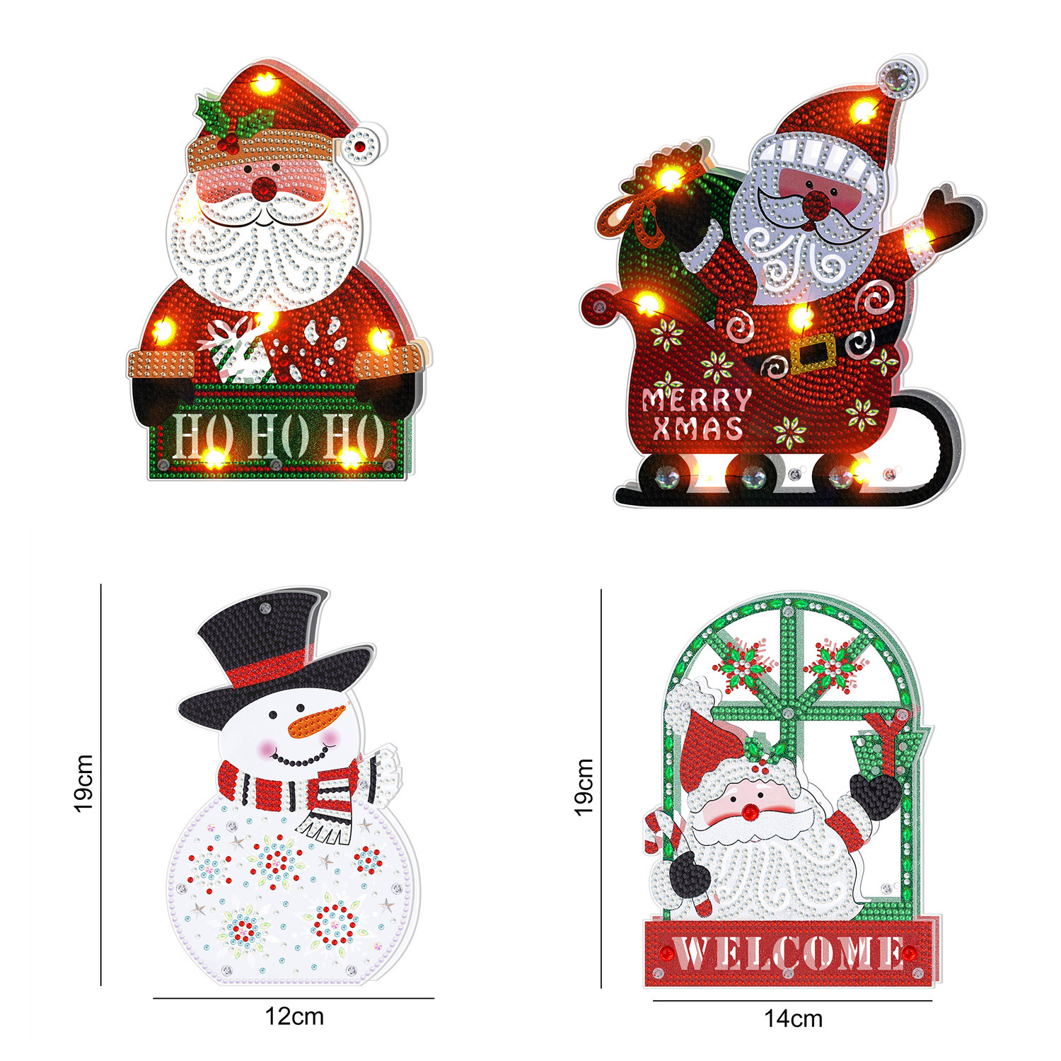 Accesorios para pintura con diamantes, luces decorativas, adornos navideños, muñeco de nieve LED para pintura con diamantes, árbol de Navidad, pintura decorativa para sala de estar.