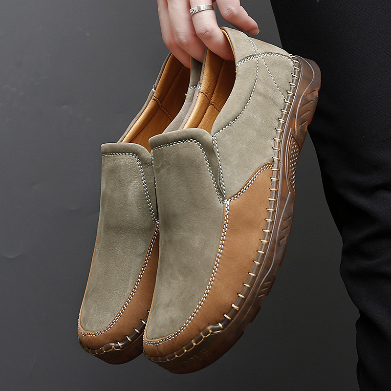 Men's Loafers In Genuine Leather, Breathable, Slip-On Casual Shoes For Summer, Trendy Goodyear Handmade Men's Shoes_vogvips.com