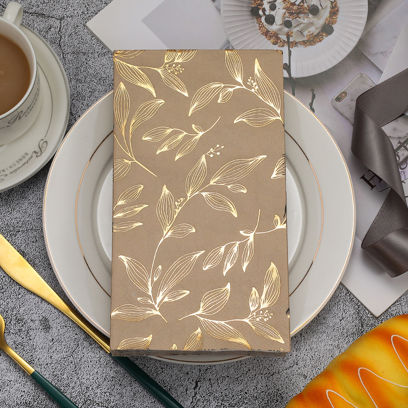 Flowers and plants gilded napkin high-grade retro feeling anniversary birthday party hotel special disposable paper towel Flowers and plants gilded napkin high-grade retro feeling anniversary birthday party hotel special disposable paper towel