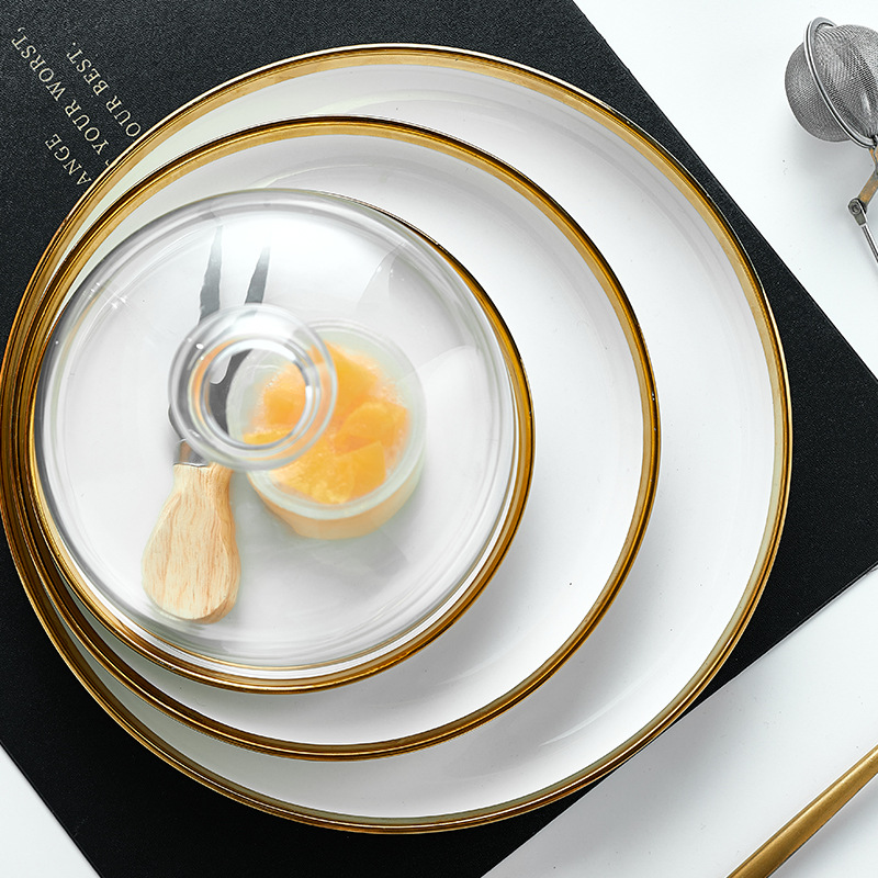 Placa de degustación de frutas con tapa caja cubierta de vidrio transparente para tienda pan postre pastel cubierta bandeja de exhibición Placa de degustación