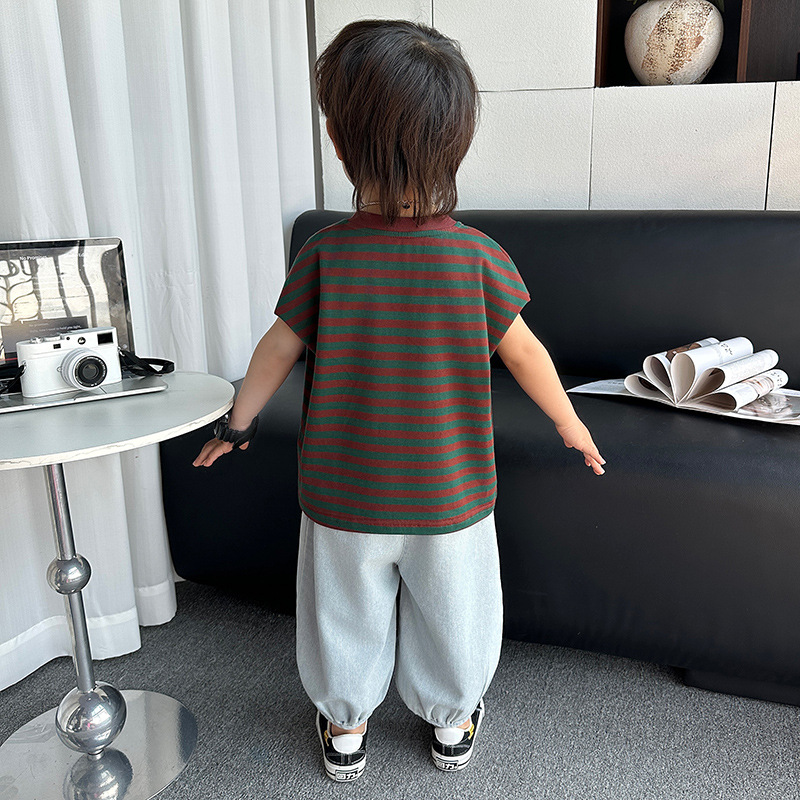 8210 Traje sin mangas de verano para niños Chaleco de moda para bebés Chaleco de verano para niños Traje fino suelto de dos piezas