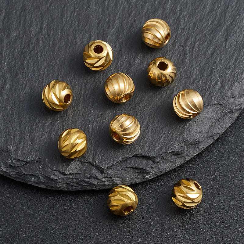 Brass Beads with Floral Pattern, Diagonal Striped Copper Beads, DIY Jewelry Accessories, Brass Natural Color Watermelon Beads, Fortune Beads, Loose Beads Brass Beads with Floral Pattern, Diagonal Striped Copper Beads, DIY Jewelry Accessories, Brass Natural Color Watermelon Beads, Fortune Beads, Loose Beads