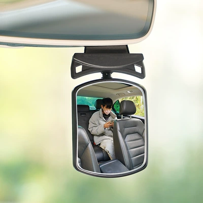 Large field of view rear view auxiliary mirror with car rear child safety