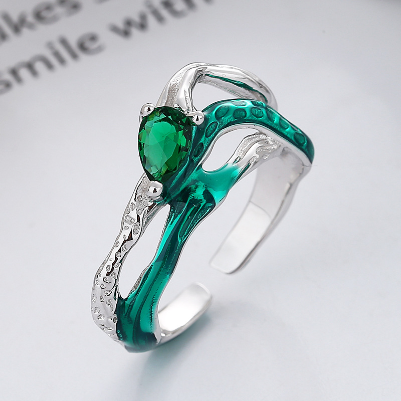 green one size ring with zircon