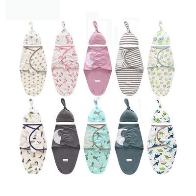 Newborn Swaddle Wrap + Hat Cotton Baby Receiving Blanket