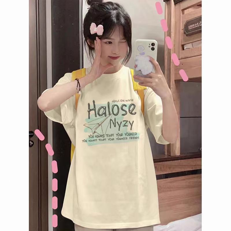 Cotton apricot summer small design T-shirt