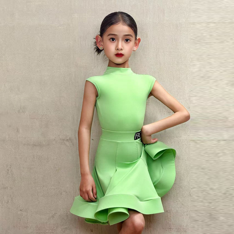 FAZ子供用ネットセレブラテン規定ハイエンドダンス服女の子プロ競技用スイングスカートパフォーマンス服|undefined