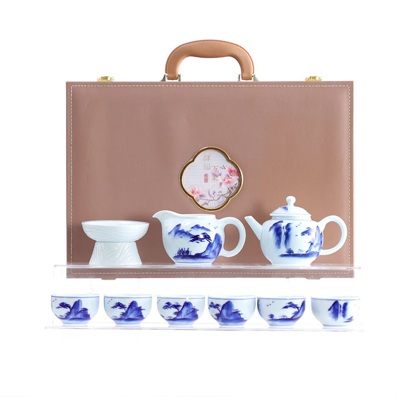 손으로 그린 차 세트 세트 주전자