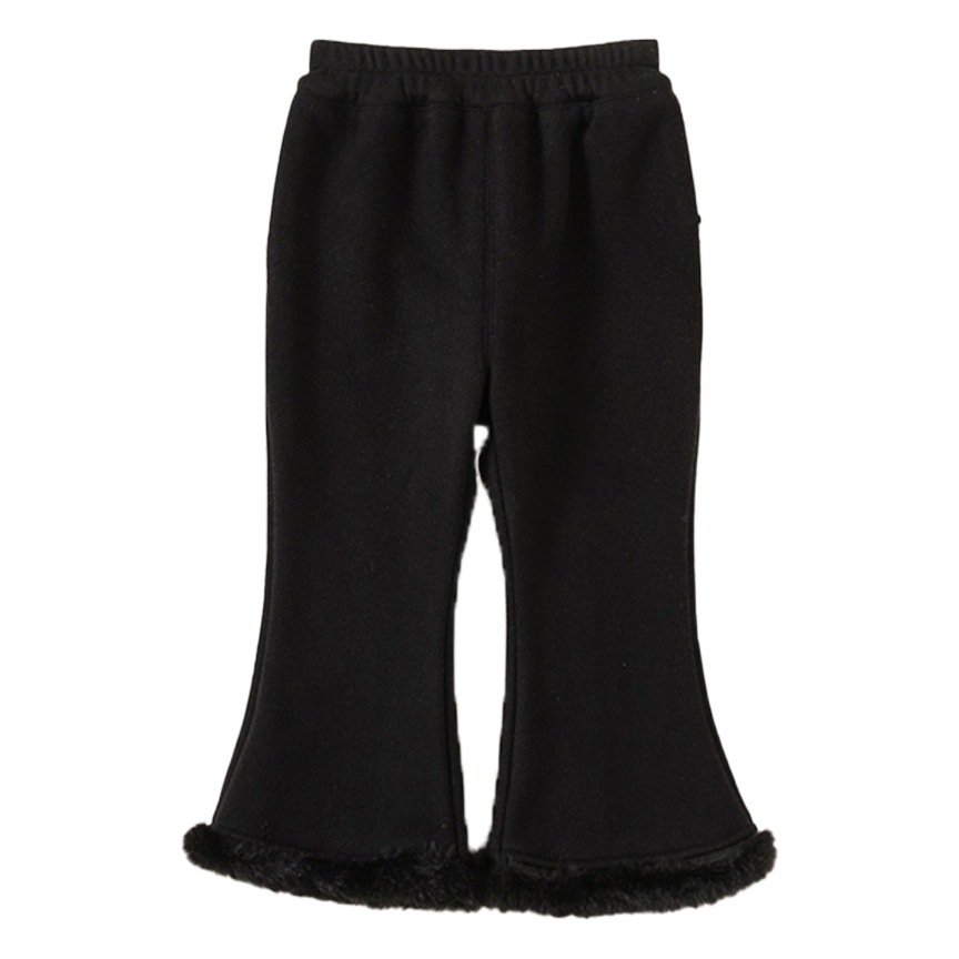 Pantalones acampanados de invierno estilo coreano para niñas de Yubao, con forro de felpa y pantalones infantiles gruesos.