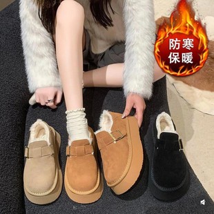 Thick-soled increased snow boots women's winter Birkenth 2024 new fleece-lined thick warm non-slip cotton shoes
