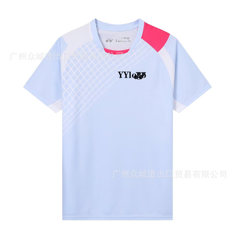 夏の新型YYバドミントン服子供スポーツウェア競技男女同型半袖上着通気速乾トレーニング服|undefined
