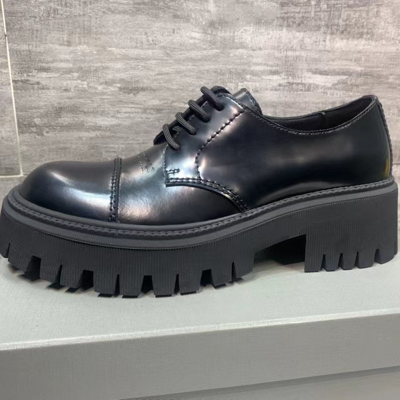 ShoeVault 2023 New Trendy Retro Distressed Men's Versatile Big Toe Derby Thick Sole Height Increasing Single Platform Shoes_voghion.com