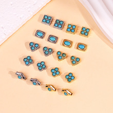 铜镀18k金保色绿松石方形几何桶珠隔珠diy手链项链饰品材料配件