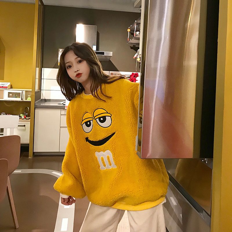 866 #   [Official Image] Japanese and Korean Style Fluffy Sweatshirt for Women, Autumn and Winter Cute Pullover, Korean Version, Loose and Lazy Style