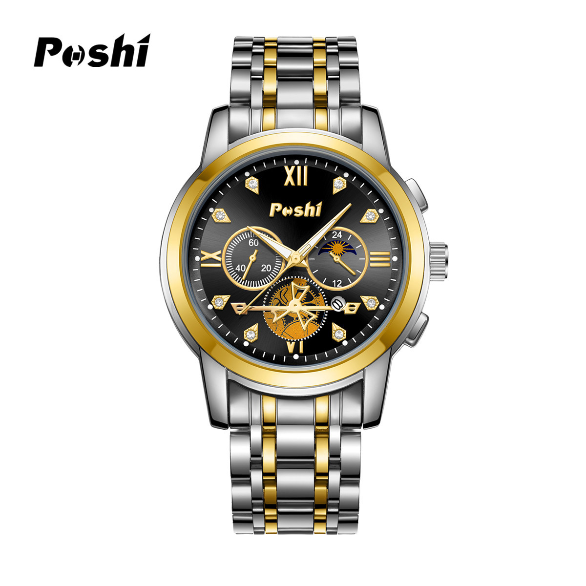 Reloj de la marca POSHI venta caliente transfronteriza multifunción impermeable reloj de cuarzo luminoso no mecánico reloj para hombre