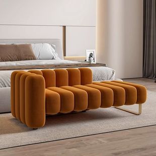 Lazy Sofa Creative Shoe Changing Stool Nordic Light Luxury Velvet Fabric Backrest Bed End Stool Post-modern Bedroom Cottage