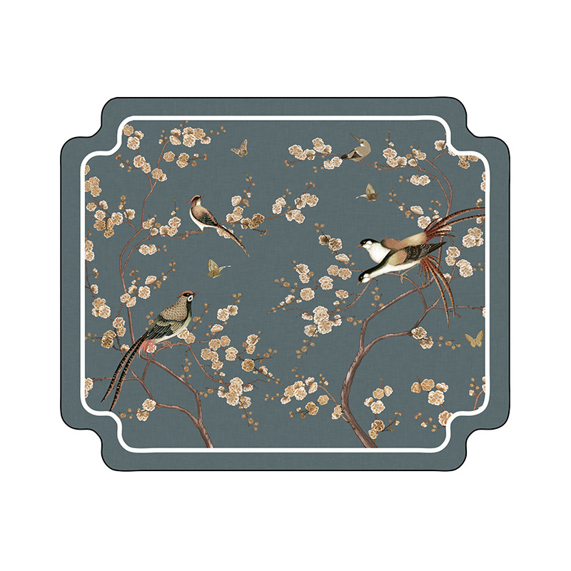 Nuevo estilo chino en forma especial absorbente estera de drenaje flor y pájaro creativo baño estera de Mesa Nacional moda artística antideslizante estera