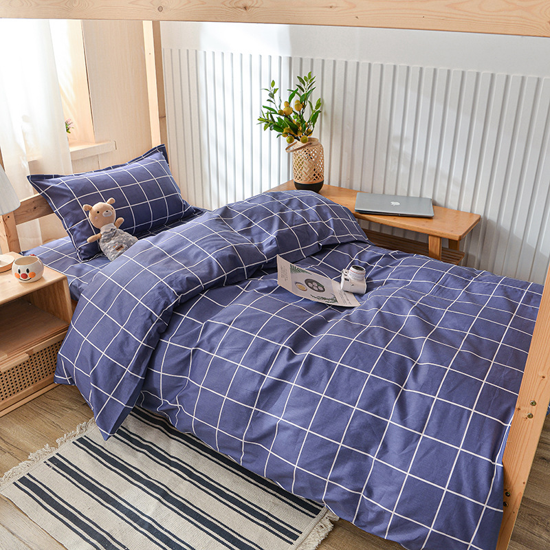 Juego de sábanas y funda nórdica de tres piezas, sábana ajustable de clase A, cama individual de dormitorio de algodón puro, ropa de cama escolar, ropa de cama para estudiantes