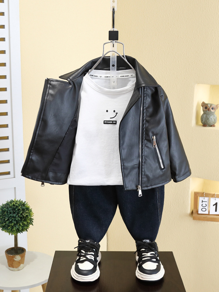 7564 chaqueta de cuero para niños primavera y otoño chaqueta guapa para niños 2025 primavera nueva ropa de motocicleta de moda ropa coreana