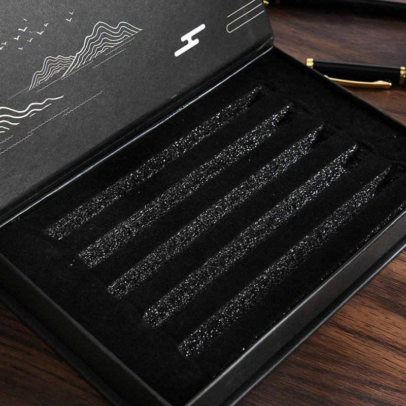 Caja de regalo de tapa creativa LOGO personalizado puede imprimir publicidad caliente oro de papelería de alta calidad bolígrafo esponja almohadilla de almacenamiento caja de embalaje