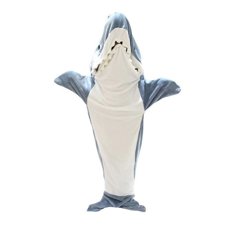 Cross-border shark sleeping bag adult student cartoon pajamas new jumpsuit flannel home wear sand carving sleeping bag