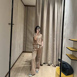 现货2026早秋MAX飘带字母百搭直筒卫裤
