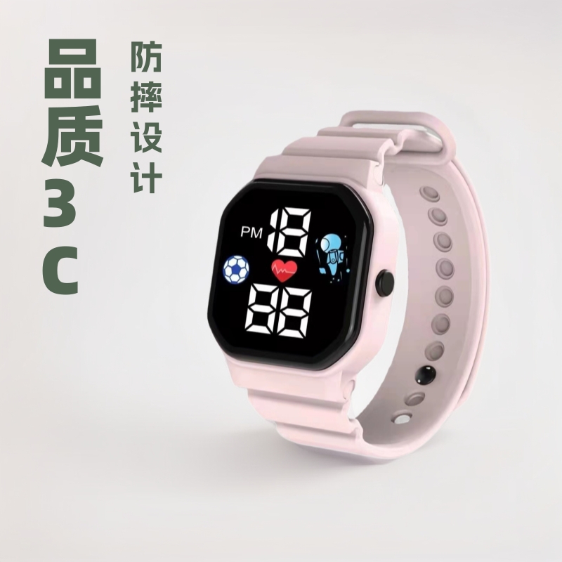 New Led Digital Watch C3-13 Football Model Square Internet Celebrity Digital Sports Student In-Stock Sports Style Luminous