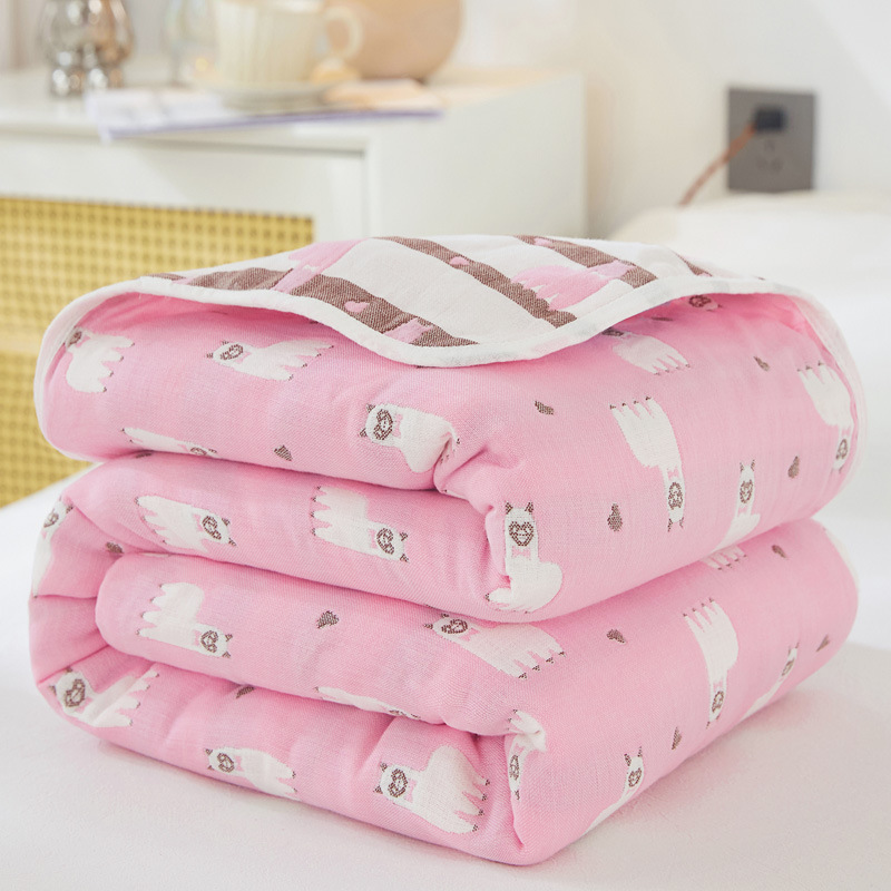 (Alpaca Pink) / 90x 100cm "cotton 6 layer yarn" baby