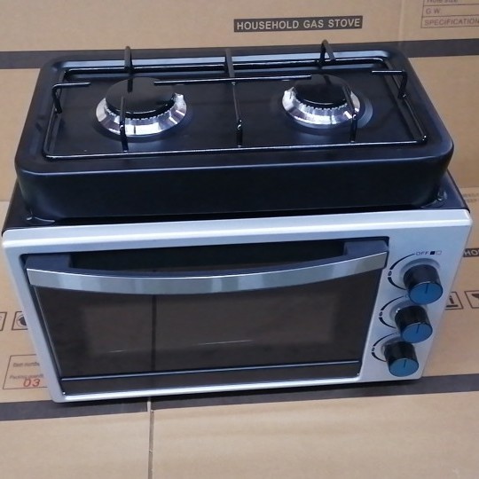 2两气双头眼灶带烤箱连体集成灶烧烤炉欧化多功台式煤气厂家直销