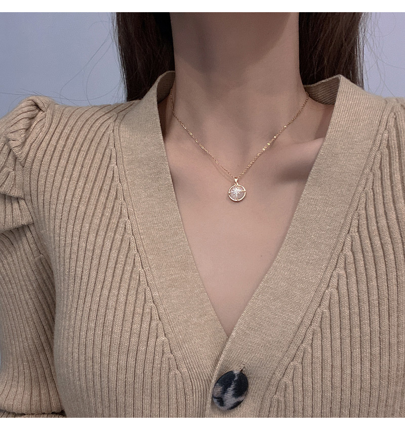 Sweet Star Titanium Steel Necklace Plating Rhinestone Opal Stainless Steel Necklaces_colorza_6