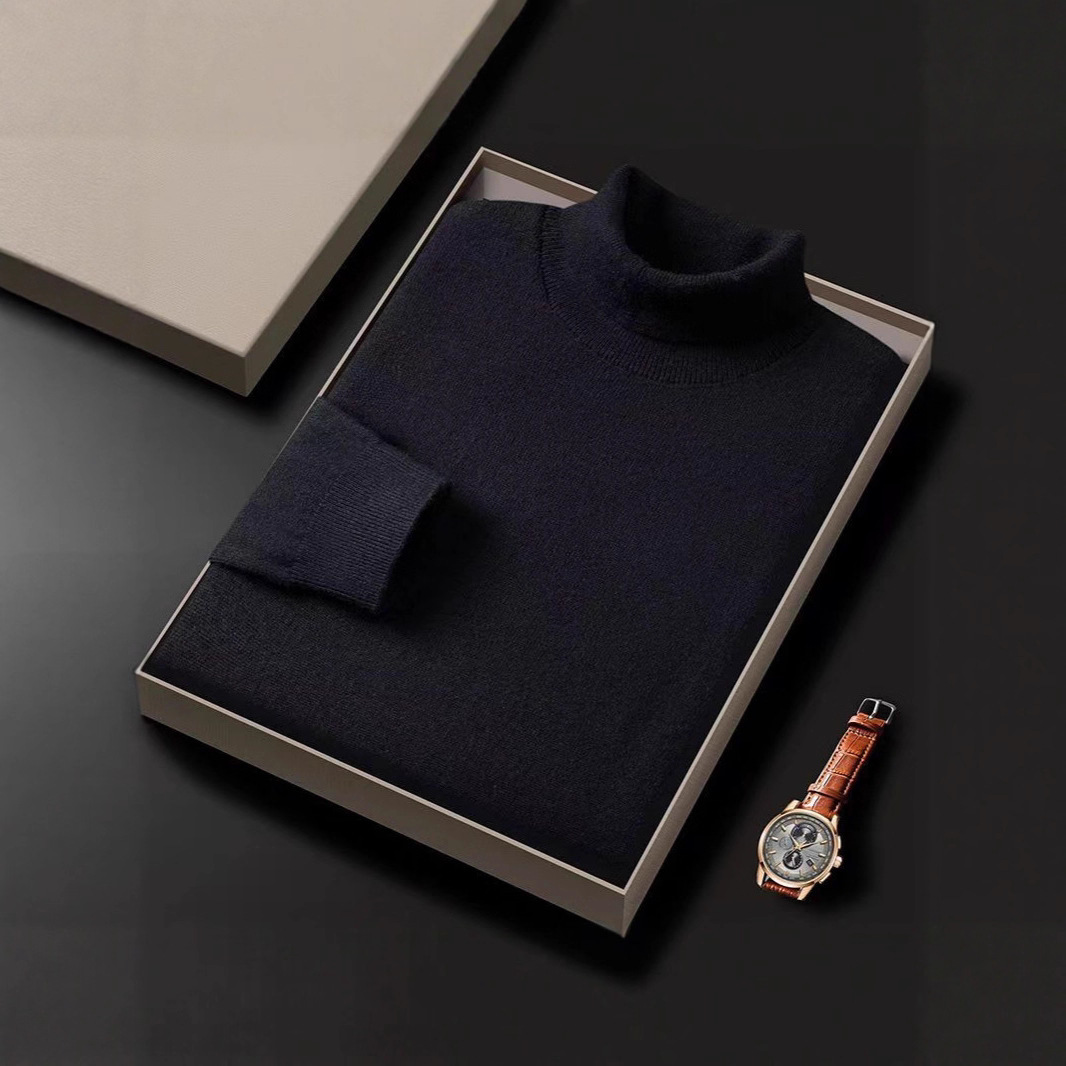 秋冬季新款高领纯色加厚宽松针织衫男装商务男士毛衣polo针织衫