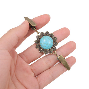 Amazon wish explosion retro turquoise sunflower clothing clip shawl scarf cardigan sweater tight brooch clip