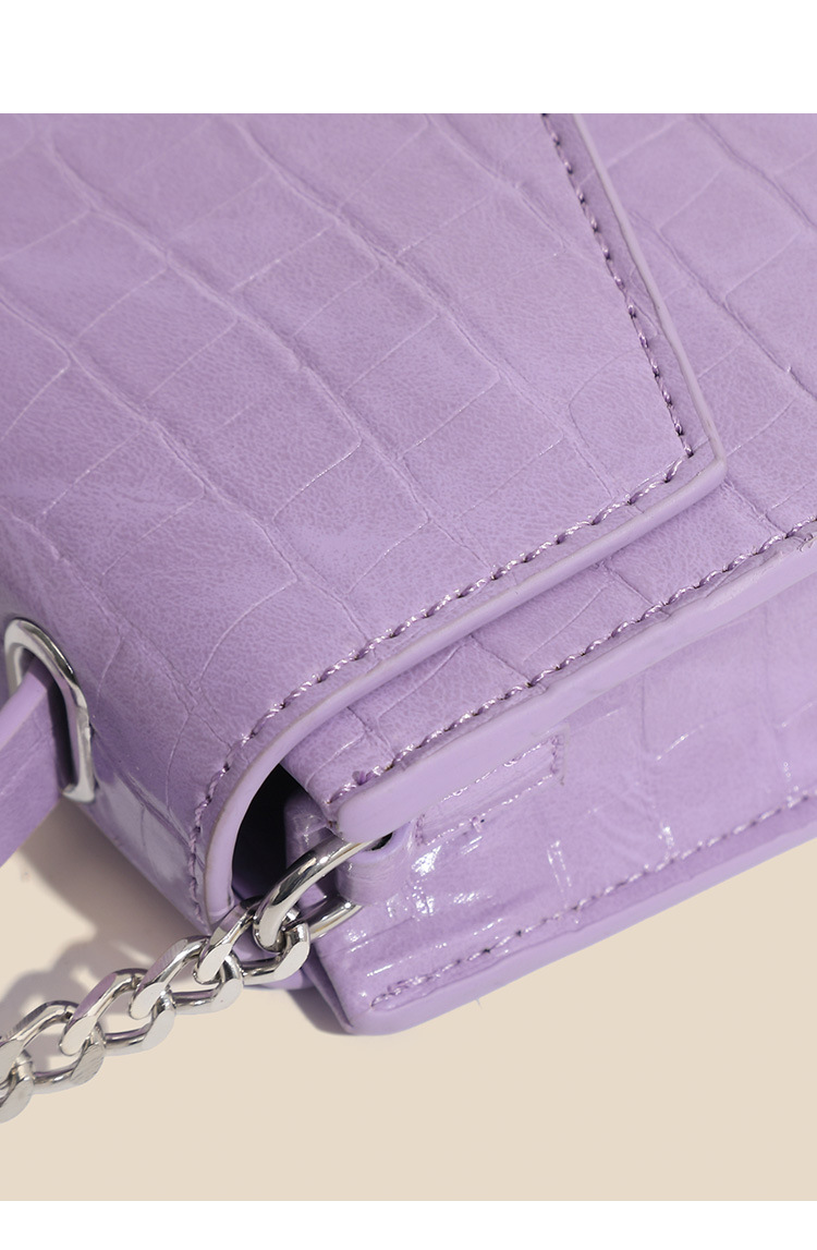 Cross-border summer new bag crocodile pattern purple animal pattern mini city casual portable Messenger bag_voghion.com