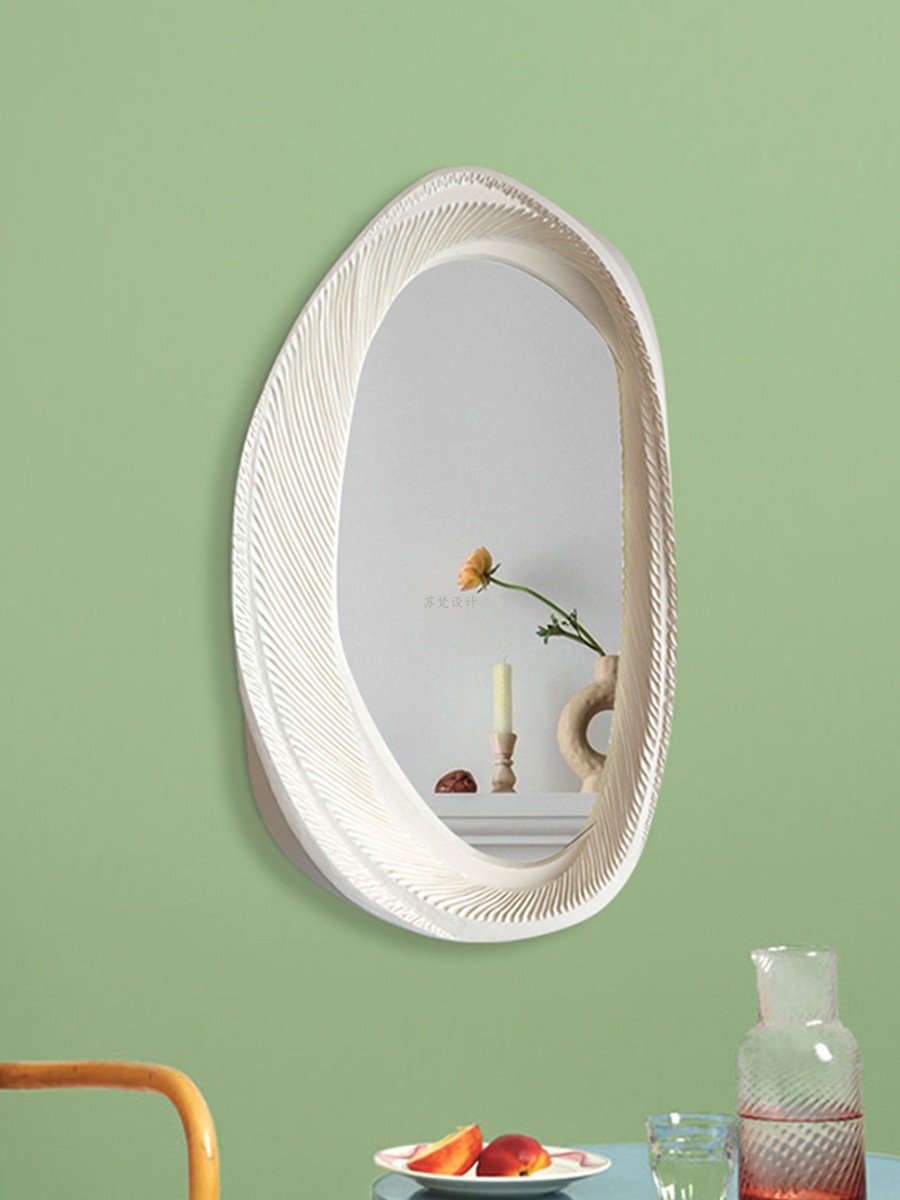 Special-Shaped Mirror Design, Master Bedroom Vanity Mirror, Wall-Mounted Bathroom Sink Mirror, Wall-Mounted Vanity Mirror, Cream Style