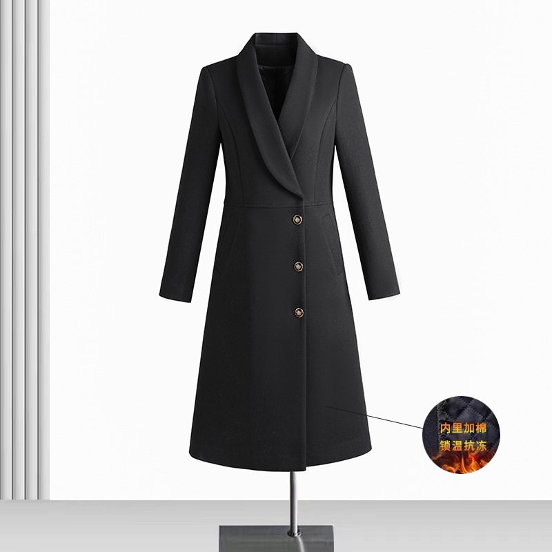 더블 브레스트 전문 모직 코트 여자 겨울 중간 길이 호텔 프론트 데스크 뷰티 살롱 영업 부서 툴링 모직 코트