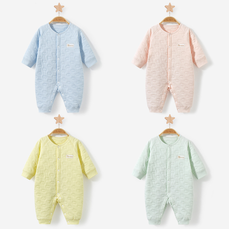Bebé mono Primavera, Otoño e Invierno desgaste de los hombres y las mujeres algodón cálido traje acolchado otoño mameluco recién nacido Ropa bebé