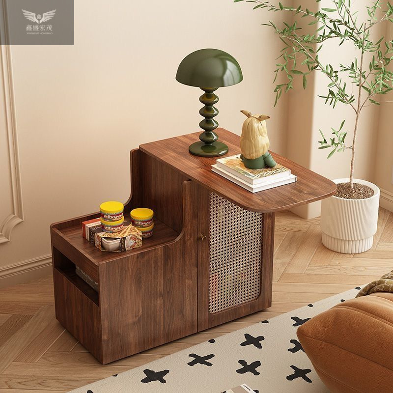 Salón de estar armario de té casero estante giratorio medieval sofá de madera sólida borde móvil armario lateral pequeño tipo de casa
