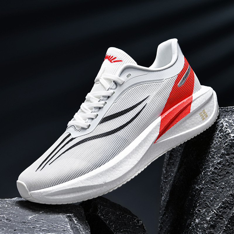 Guochao juvenil placa de carbono de palma completa zapatos de carreras para hombres 2025 nuevos zapatos de malla transpirables de explosión real