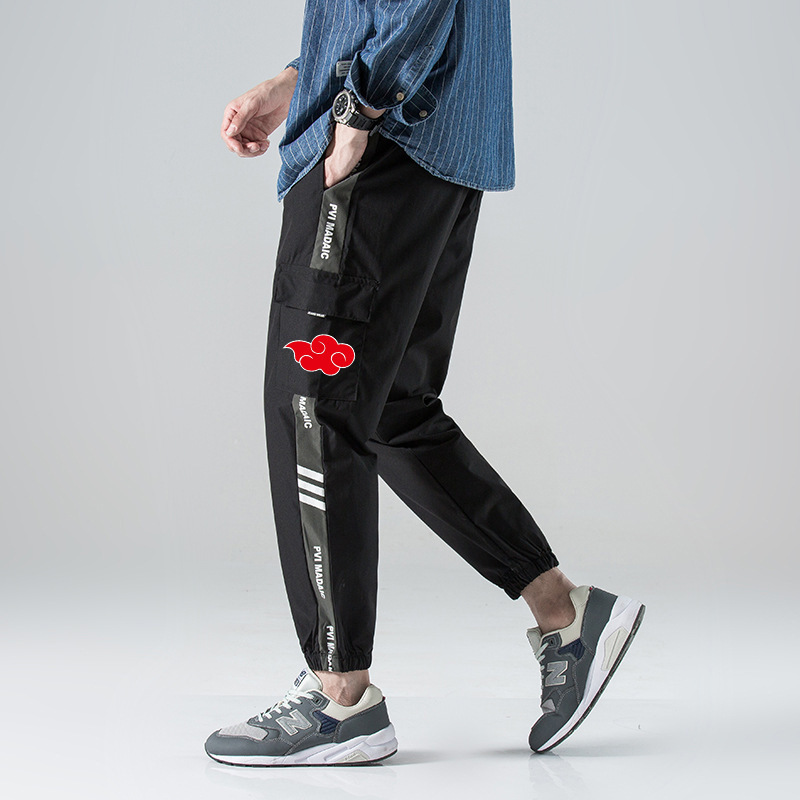 Naruto Trousers Seven-Eye Naruto Uchiha Kanye Red Cloud Ringeye Casual Crocksuit Trousers Sweatpants