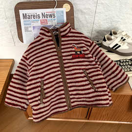 男童加绒加厚棉衣冬装2025新款春节拜年服儿童加棉毛毛衣外套棉服