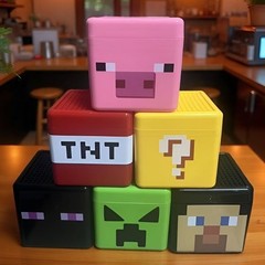我的MC磁力世界积木TNT塑胶收纳盒磁力方块收纳盒玩具储物收纳箱