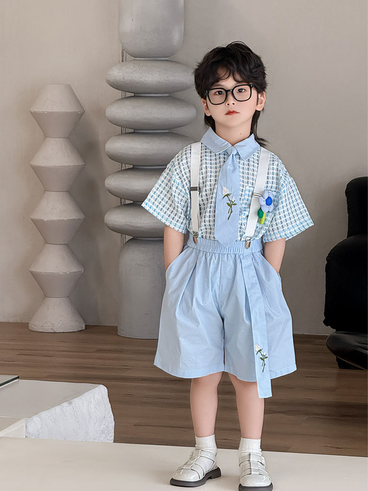 Подтяжки для мальчиков, летняя свежая детская рубашка, платье, костюм, для подиума