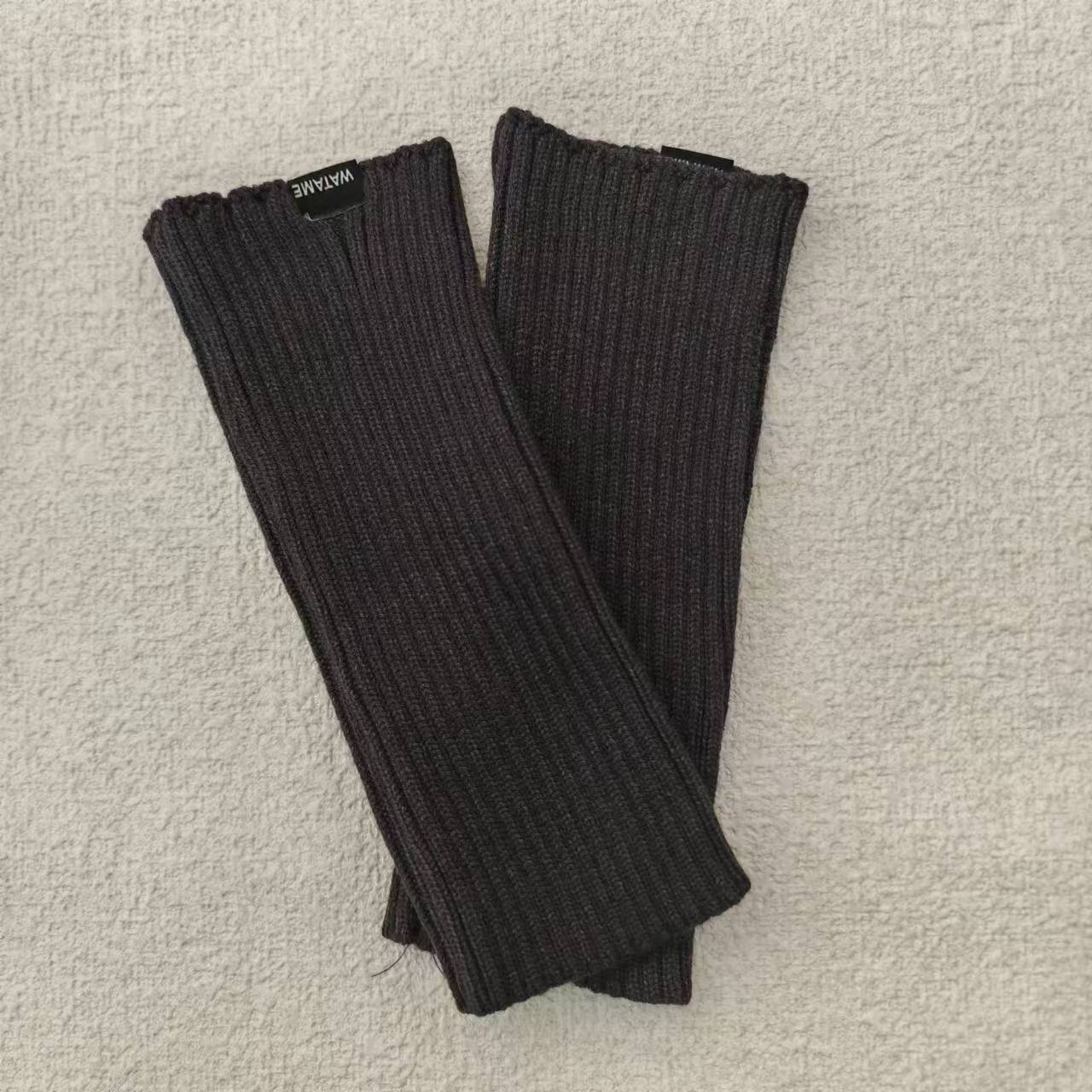 Mangas montadas al sol de imitación, medias mangas de lana de punto cálido, guantes de brazo de protección contra el frío de pantalla sin dedos elásticos de otoño e invierno para mujer