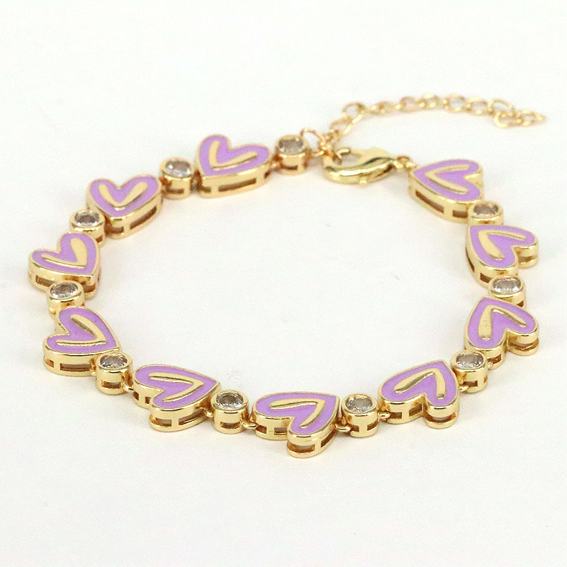 Fashion Heart shape Copper Plating Zircon Bracelets