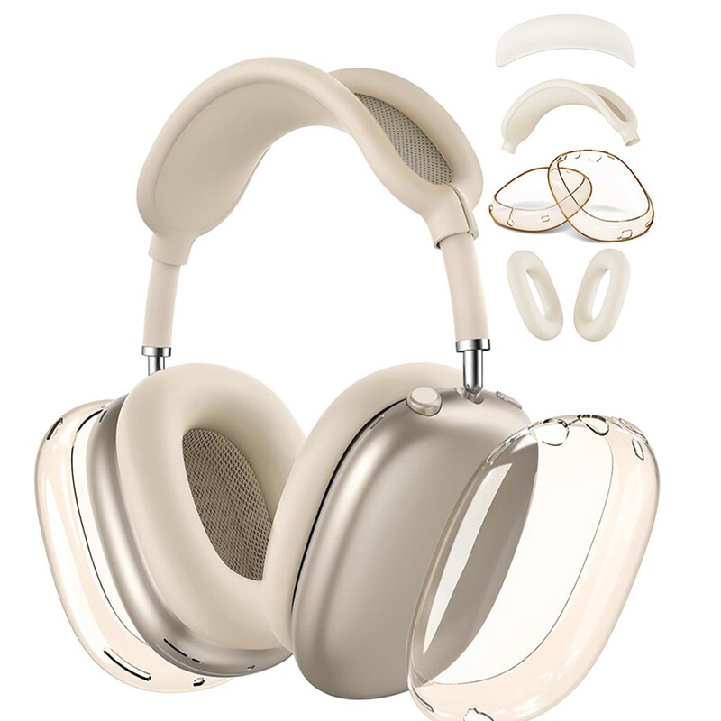 Suitable for Apple AirPods Max Headphone Shell Protective Cover Tpu Silicone Transparent Protective Cover Headphone Cover Three-Piece Set
