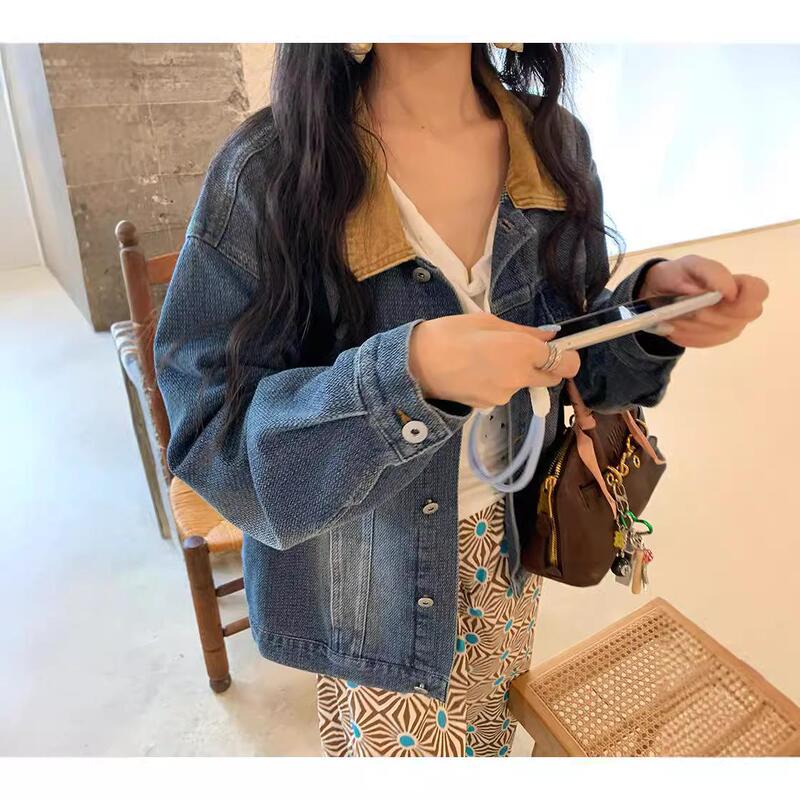 Vc Dallas Downtown Color-Blocked Workwear V-Shaped Denim Jacket Autumn New Style Vc Dallas Downtown Color-Blocked Workwear V-Shaped Denim Jacket Autumn New Style
